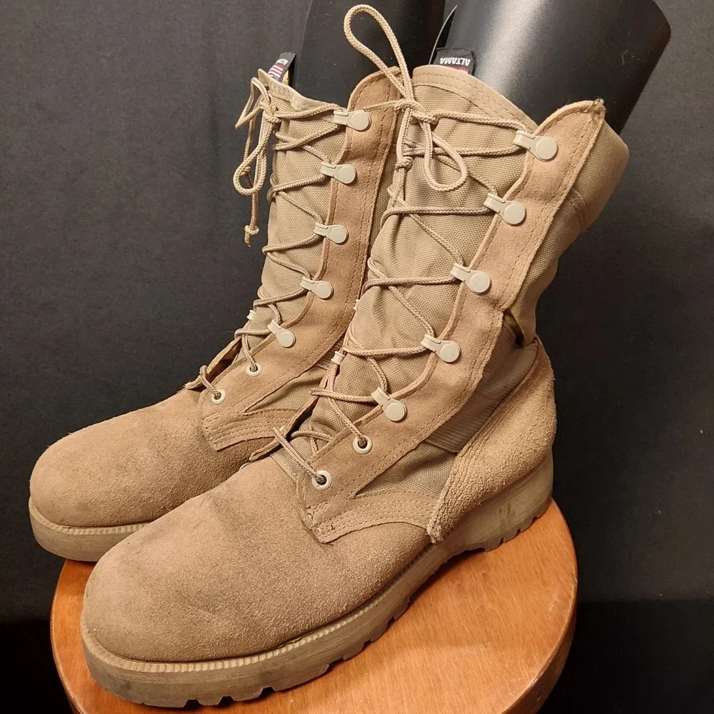 Altama Mens Desert Tan Suede Military Combat Boots Vibram Sole 5800 Size 9 R USA